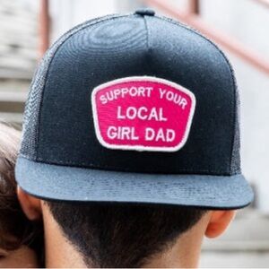 SUPPORT YOUR LOCAL GIRL DAD Black and Pink Trucker Hat